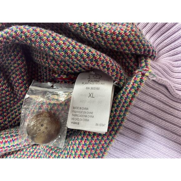 Farm Rio Leopard Pop Cardigan Size XL Colorful Cotton Oversized Bohemian - Picture 10 of 12